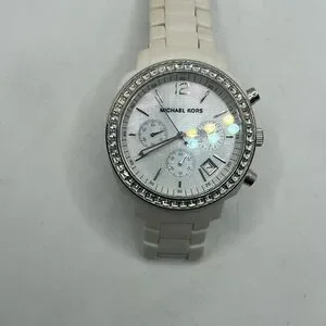 Michael Kors MK5079 Chronograph White Acrylic Ladies Watch MOP rhinestones Michael Kors Ladies Chronograph Women main image 2